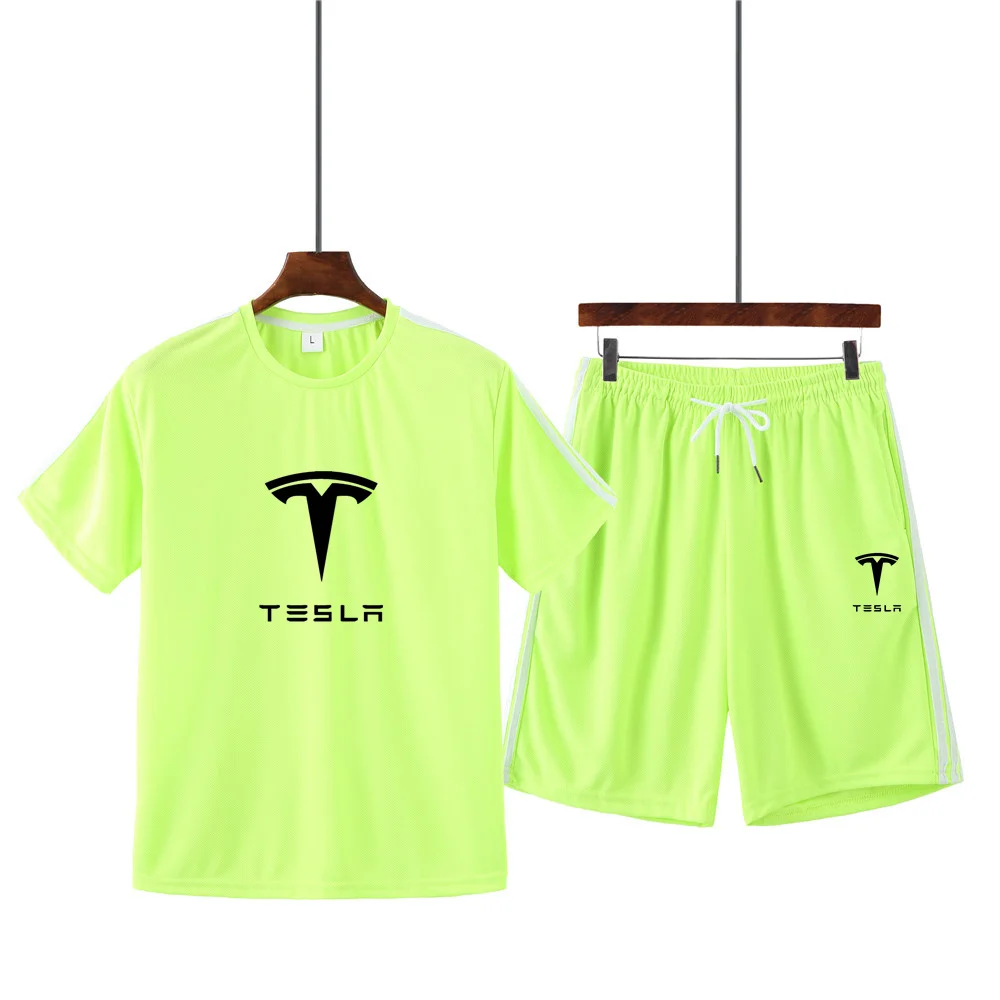 

Men's summer hot sale T print round neck short sleeve + casual shorts sports running suit male MA39