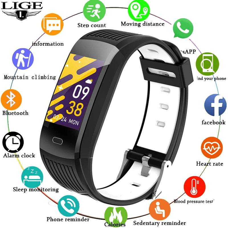 

Смарт-часы LIGE унисекс, пульсометр, тонометр, фитнес-трекер, спортивные часы для Ios, Android + BOX, 2021