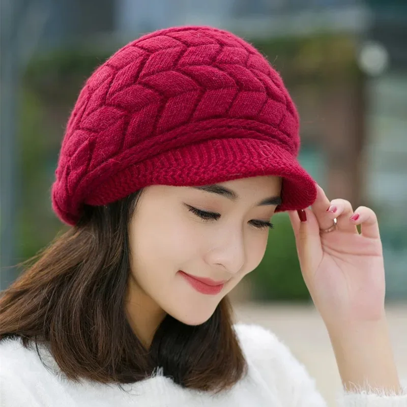 Женская шапка с имитацией кроличьего меха зимняя женская теплая пуховая берет