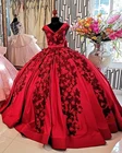 Красное платье Quinceanera с аппликацией, 15 лет, 2021