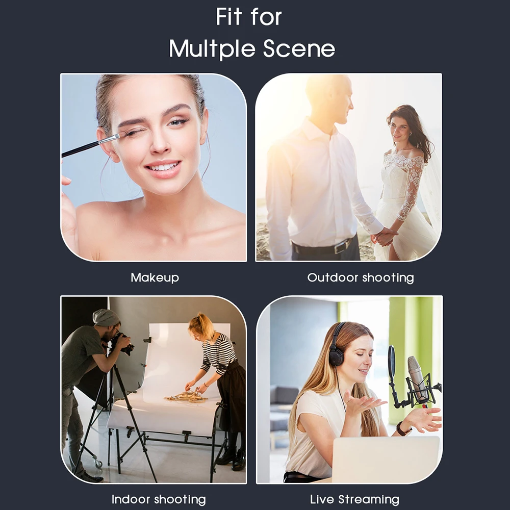 photography led selfie ring light with white desk long arm phone holder 3200k 5600k photo studio light for youtube vk live free global shipping