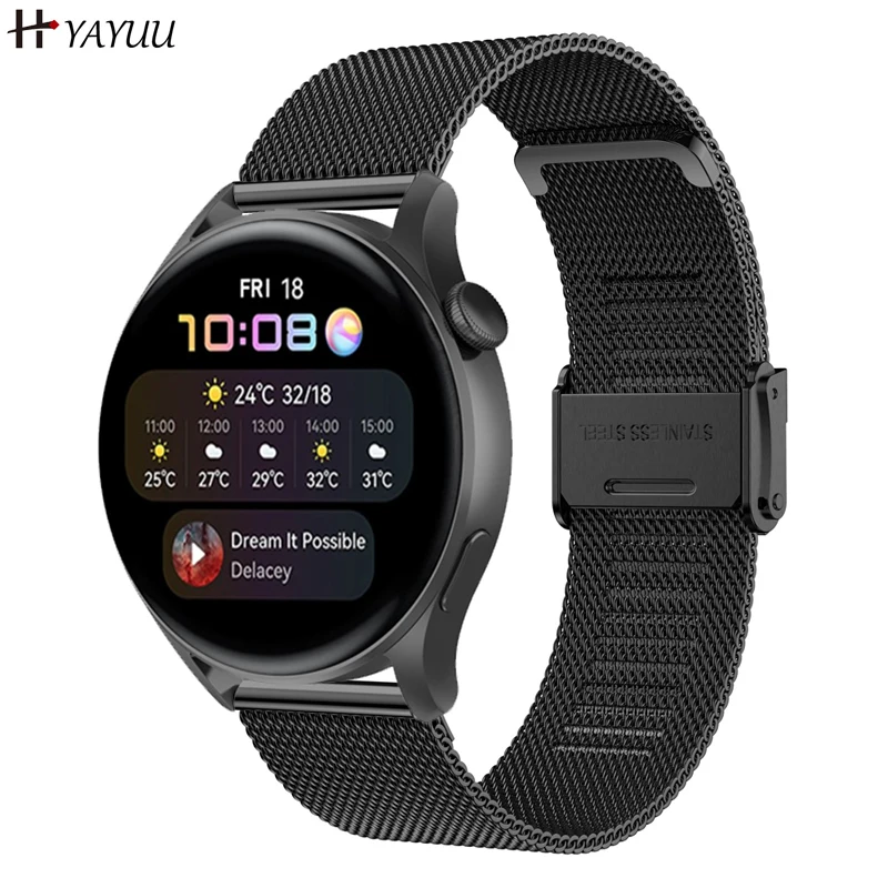 

YAYUU 22mm Mesh Woven Stainless Steel Band for Huawei Watch 3/3 pro/GT 46mm/GT2 Pro/GT2 46mm Quick Release Strap Wristband