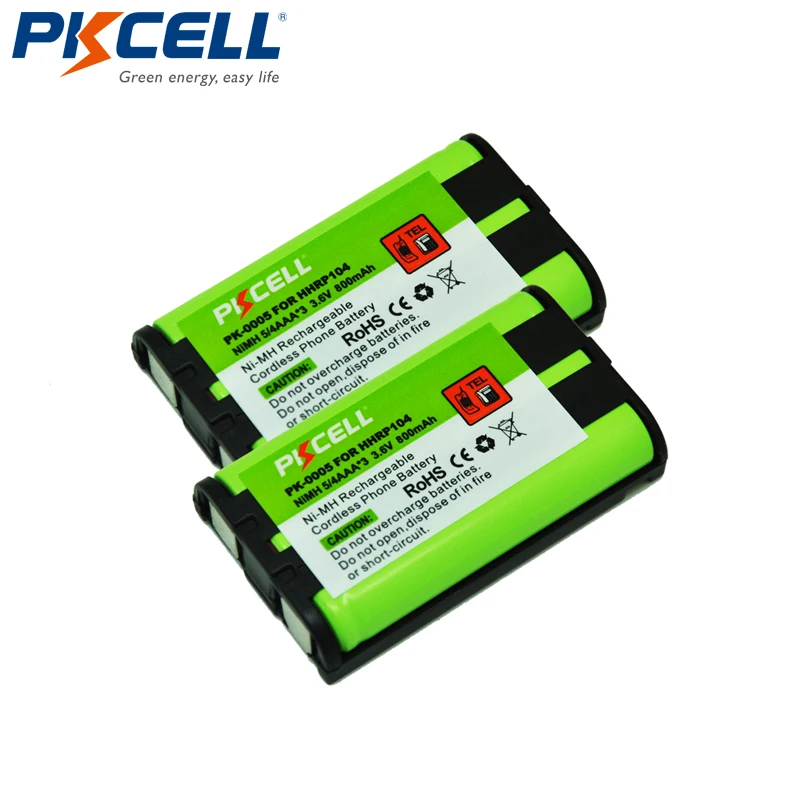 

2x PKCELL New HHR-P104 NiMH Rechargeable Battery 3.6V 800mAh for Panasonic Cordless Phone