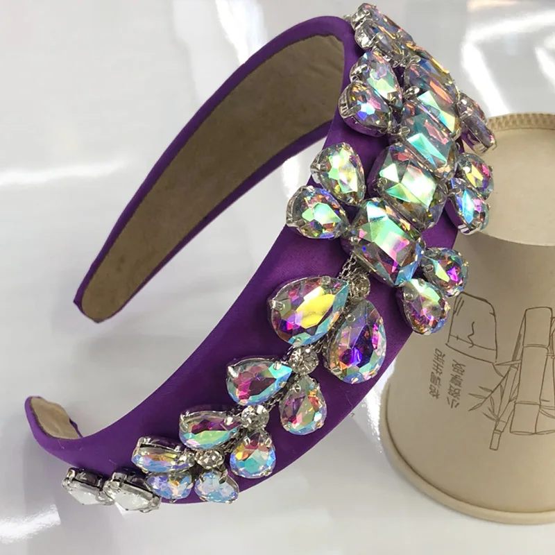 Ободок для волос Barqoue женщин и девочек большие стразы стеклянный |