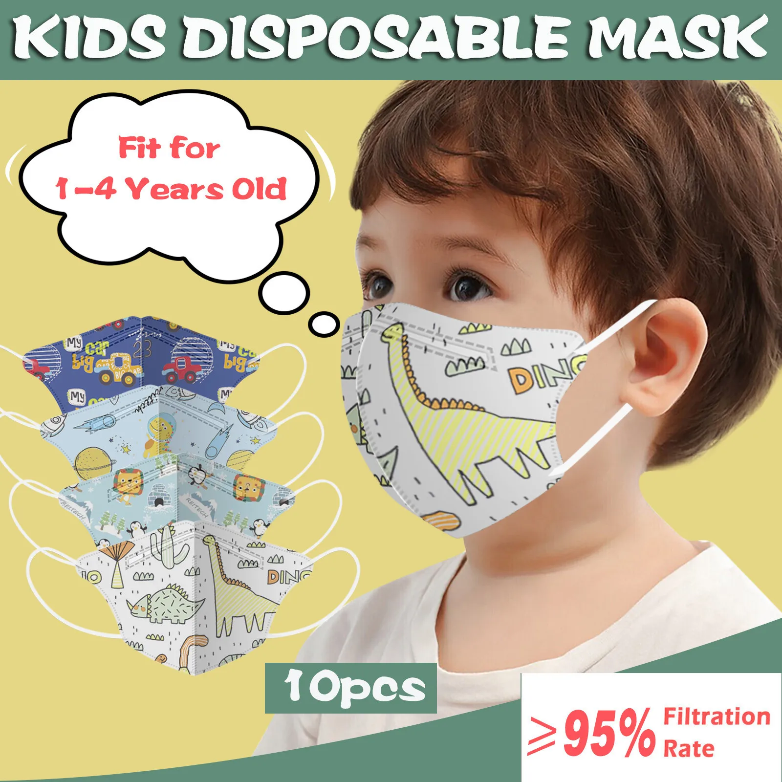 Маска одноразовая для детей и мультяшный 4Ply шарф-хомут Хэллоуина маскарадный