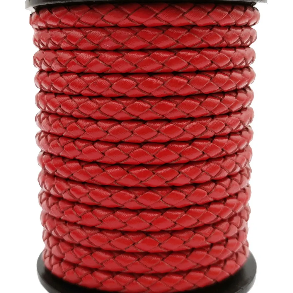 

Тканый Плетеный Кожаный болот Aaazee 5 мм, шнур для изготовления браслетов, шнур для бисероплетения, ремешок из натуральной кожи красного цвета
