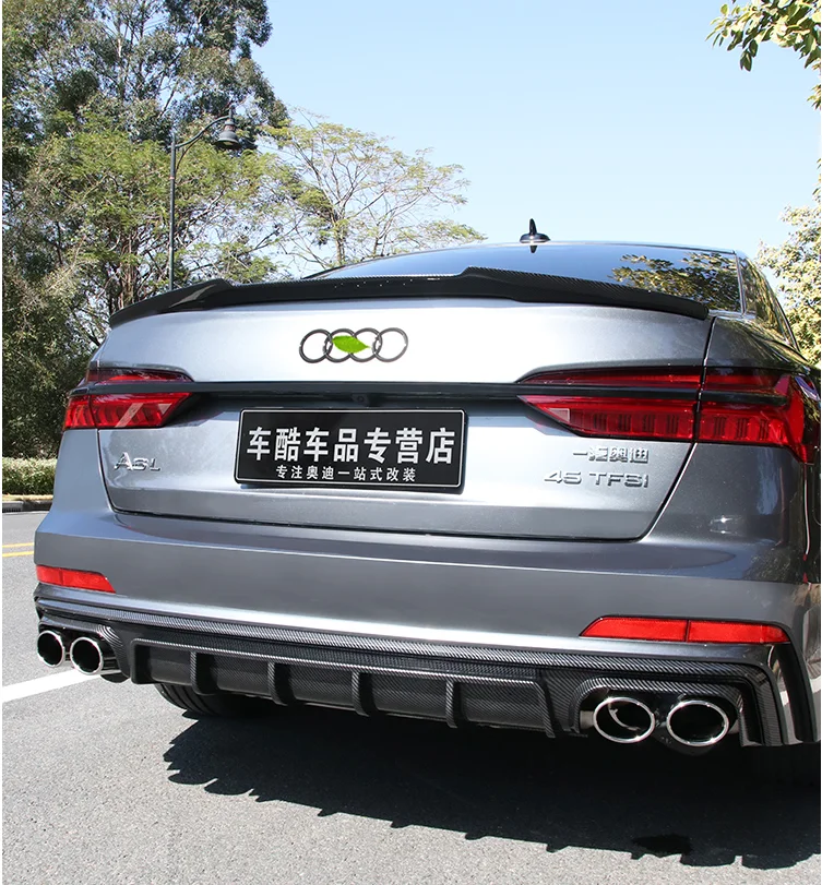 

A6 C8 S6 спойлер крыло из углеродного волокна для Audi A6 C8 спойлер задний багажник губа крыло 2019 2020 2021
