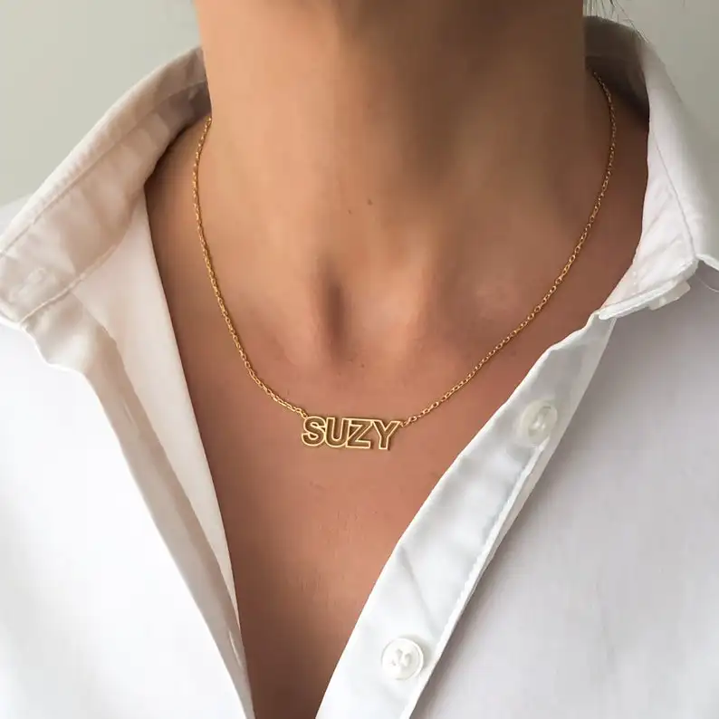 

stainless steel custom name necklace personalized outline modern cut out number letter necklace women nameplate jewelry BFF gift