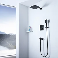 black concealed bathroom shower with thermostatic three function button shower in wall ultra thin sprinkler