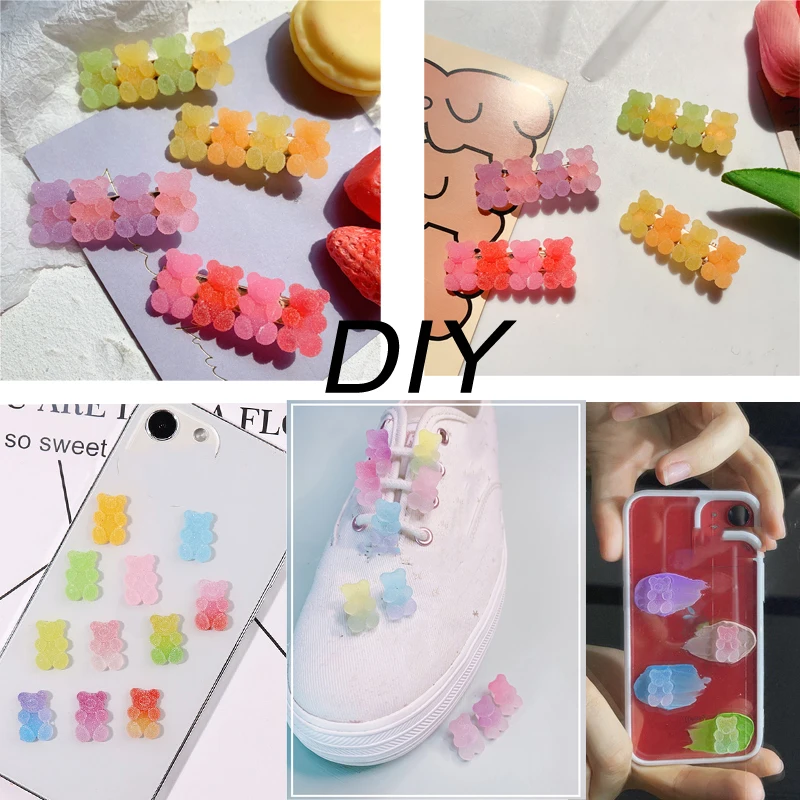 20 шт. подвески в виде мишки из мастики с градиентом для изготовления шпильки