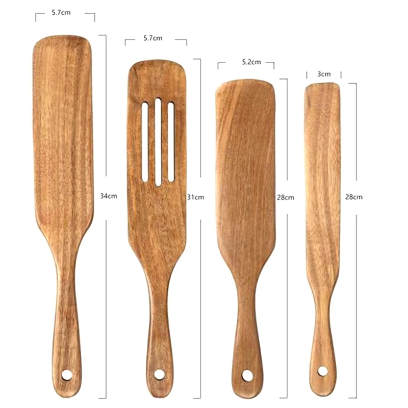 

Wooden Spurtle Kitchen Utensils,4 Piece Spurtle Kitchen Tool,Wooden Spoon for Cooking,Slotted Spurtle Spatula for Mixing