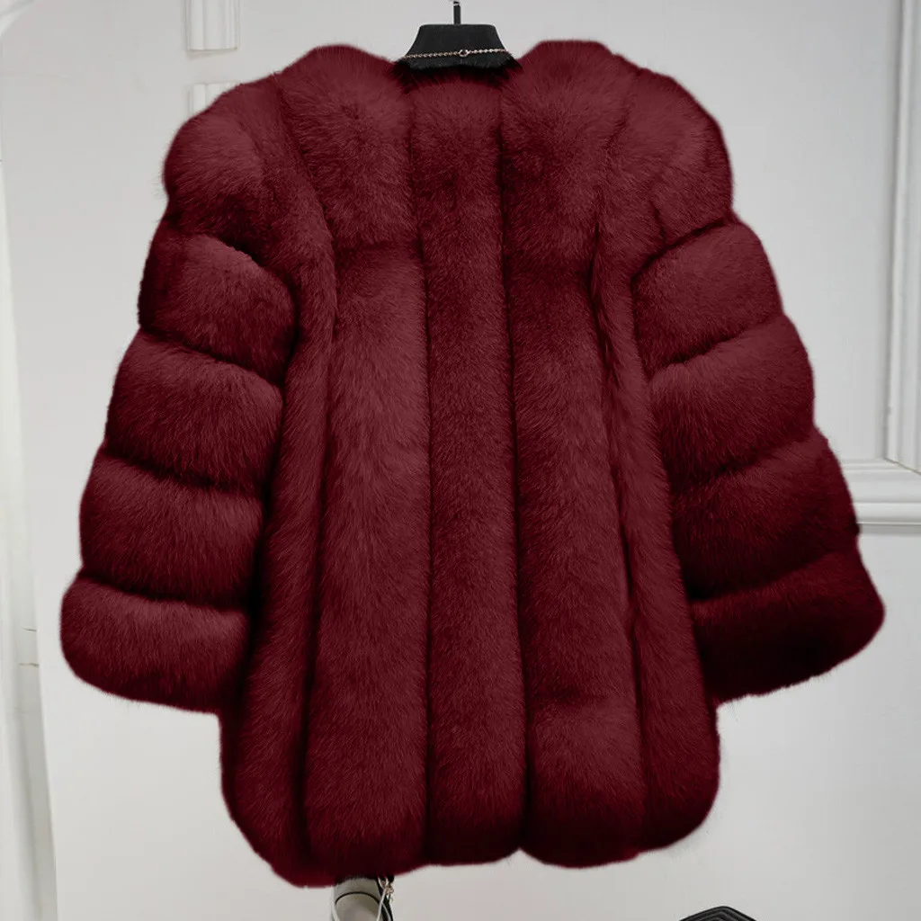 

Viatage Winter Faux Fox Fur Coats Women Winter Plus Size Thick Jacket Casual Outwear Fur Warm Overcoat Female 2019 New z1002