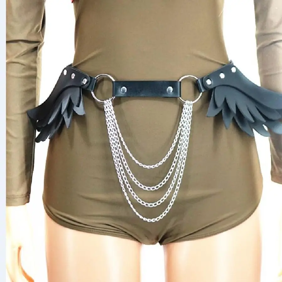 

Ремень женский из искусственной кожи, с металлической цепочкой и заклепками