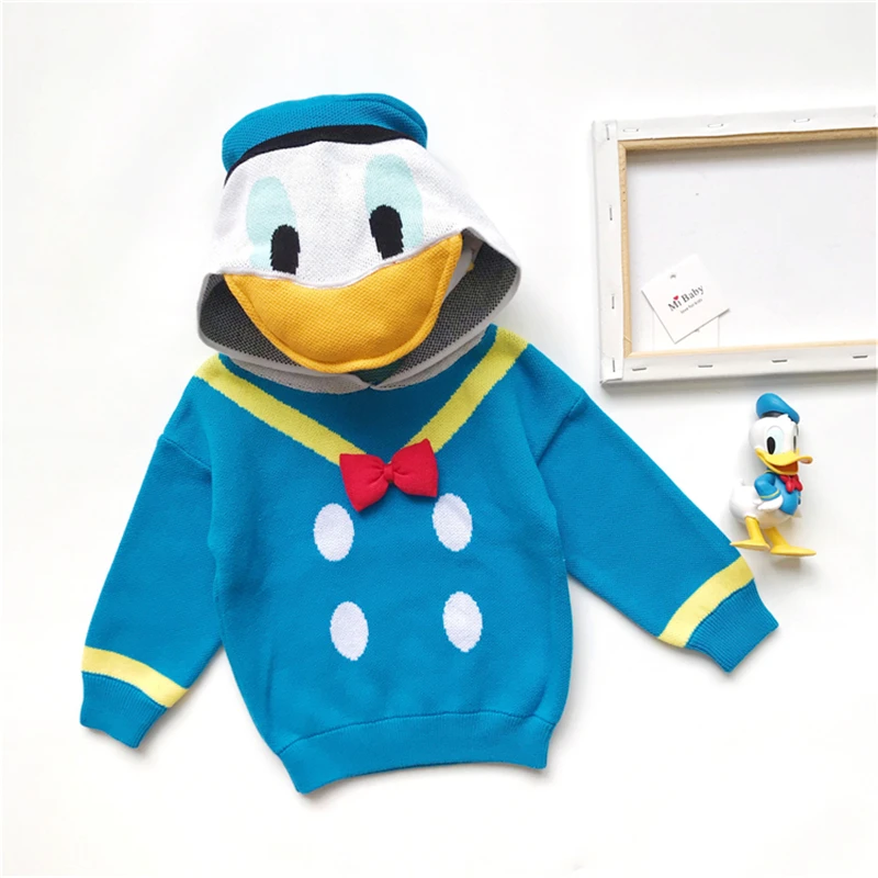 Вязаный свитер с рисунком утки для маленьких девочек кардиган мальчиков детская