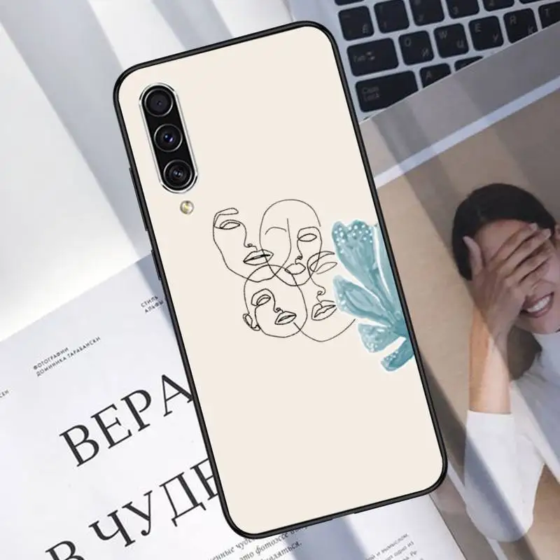 

aesthetics art face line Phone Case For Samsung Galaxy A51 A52 A71 A50 A12 A72 A21s A70 Note 20 10 S21 S20 fe S10 ultra plus