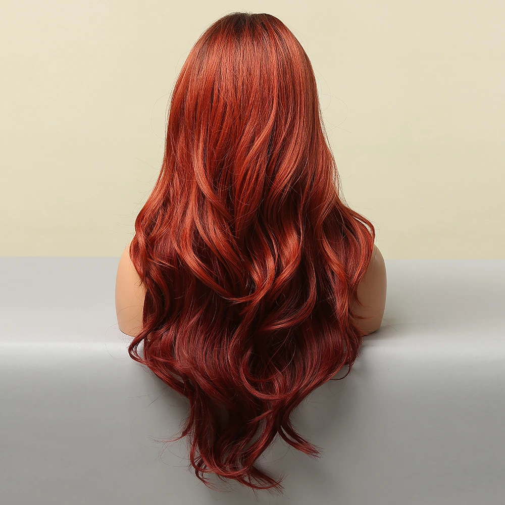 EASIHAIR Длинный Темно-Красный синтетический парик коричневый чтобы выиграть