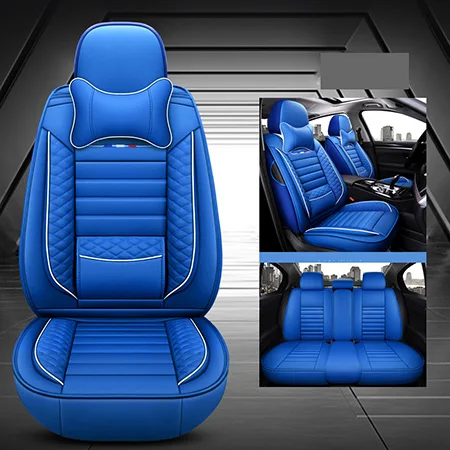 Blue have 2 pillow Кожаные чехлы для автомобильных сидений 5 мест для Toyota Corolla Verso 2006 cruiser 200 estima fj cruiser fortuner hilux lc 200 mark 2 - Название цвета: Blue have 2 pillow