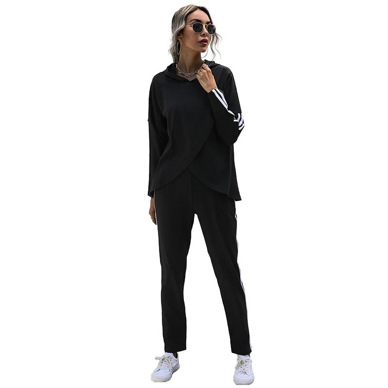 

Good Quality Striped Velvet Fashion Sportsuit For Women Brand Tracksuit Female 2 Pieces Set Suit Hooded Hoodies+