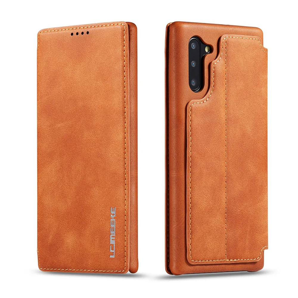 Чехол-книжка для samsung Galaxy note 10 Plus для samsung note 10 plus 9 8 S8 S9 S10 5G A20 A30 A40 A50 A70 A20E кожаный чехол - Цвет: Коричневый