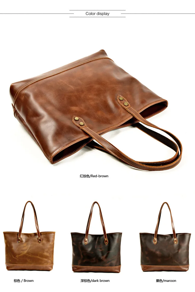 Large capacity head leather bag women's handbag European and American full leather tote bag women's bag one shoulder Mommy bag