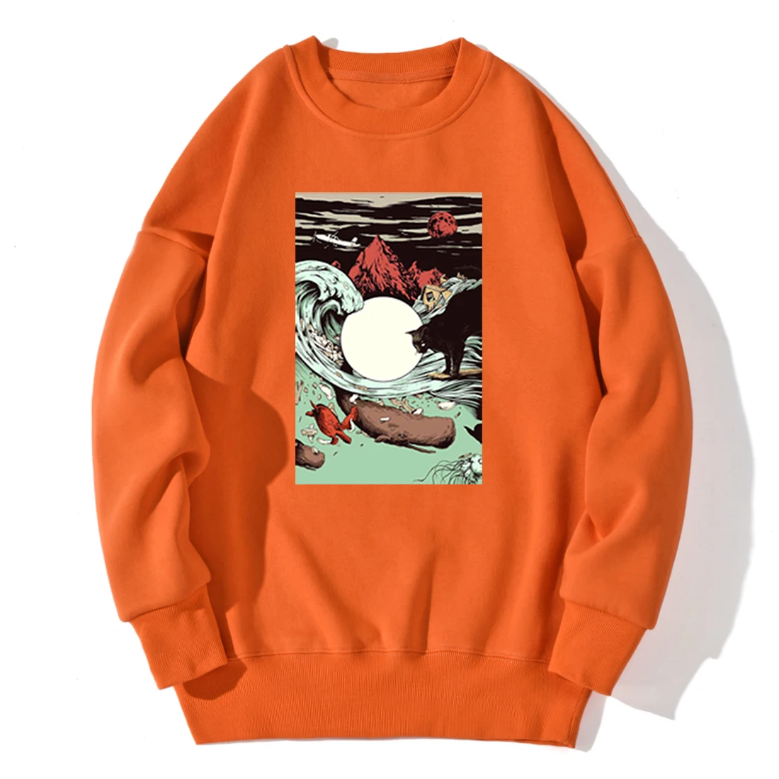 

Свитшот мужской с принтом черной кошки, модный топ в стиле Харадзюку, хипстерская одежда для отдыха, ретро, осенняя одежда