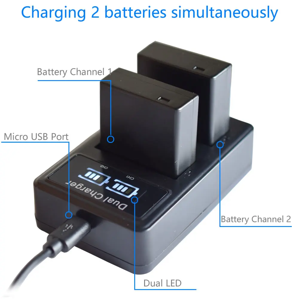 3x Батарея + USB Dual Зарядное устройство для цифрового фотоаппарата Panasonic DMW-BLG10E BLE9E