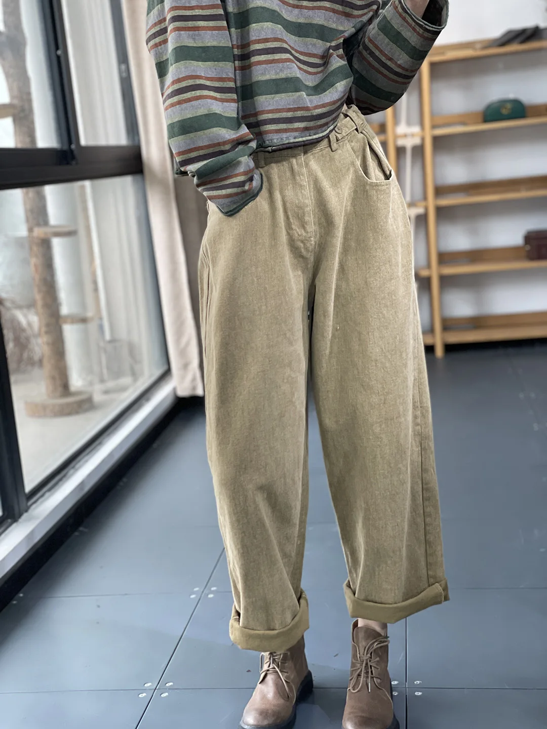 

2021 японские Простые Модные однотонные винтажные брюки-карго, женские прямые женские брюки Donsignet