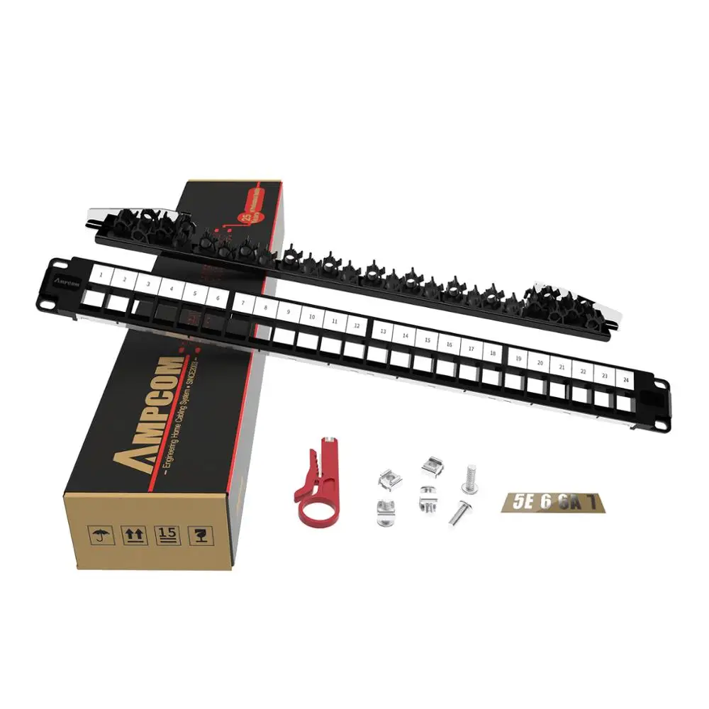 AMPCOM 24 портовая пустая коммутационная панель Keystone 1U STP/UTP настенное крепление 19