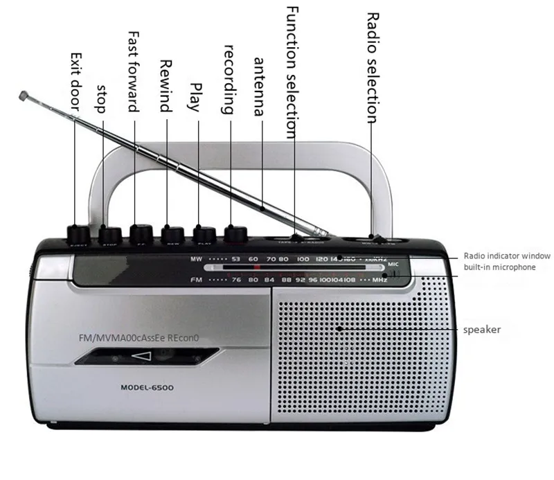Магнитофон walkman кассета Студенческая машина FM/MW радио портативный динамик запись звука аудио воспроизведение AC DC мощность