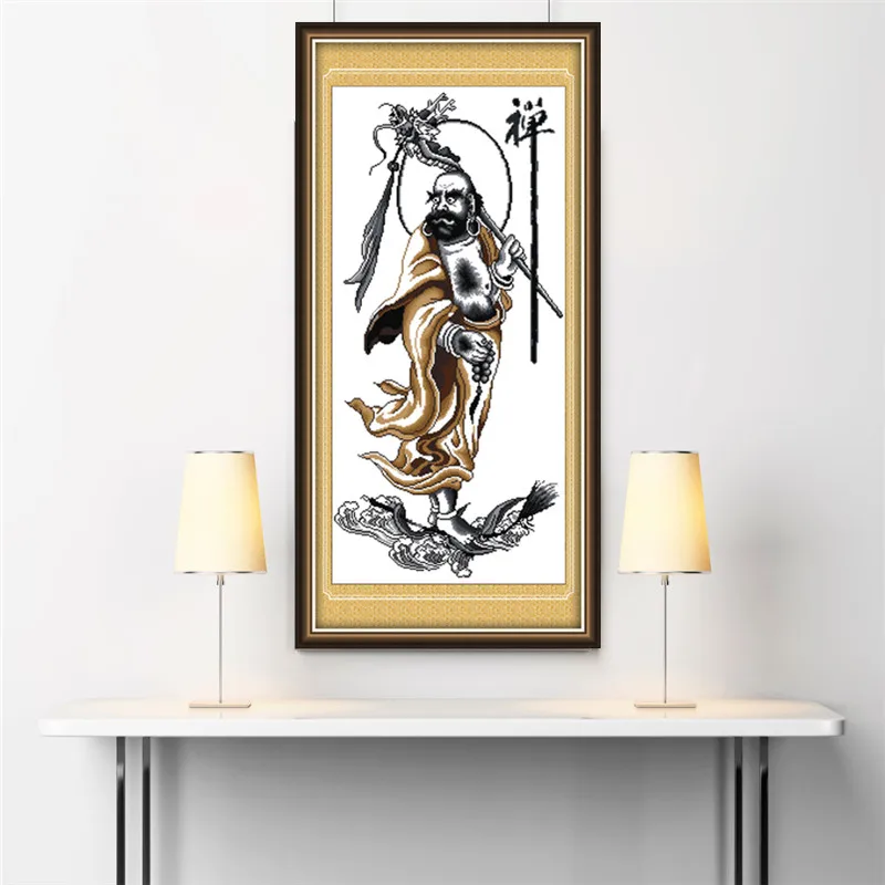 Bodhidharma статуя Будды китайский Счетный Печатный холст вышивка крестиком diy наборы