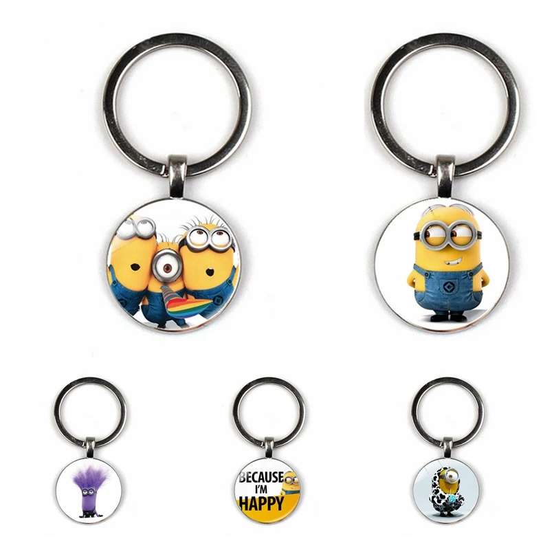 Despicable Me Minion Action Movie Glass Cabochon Keychains for Kid