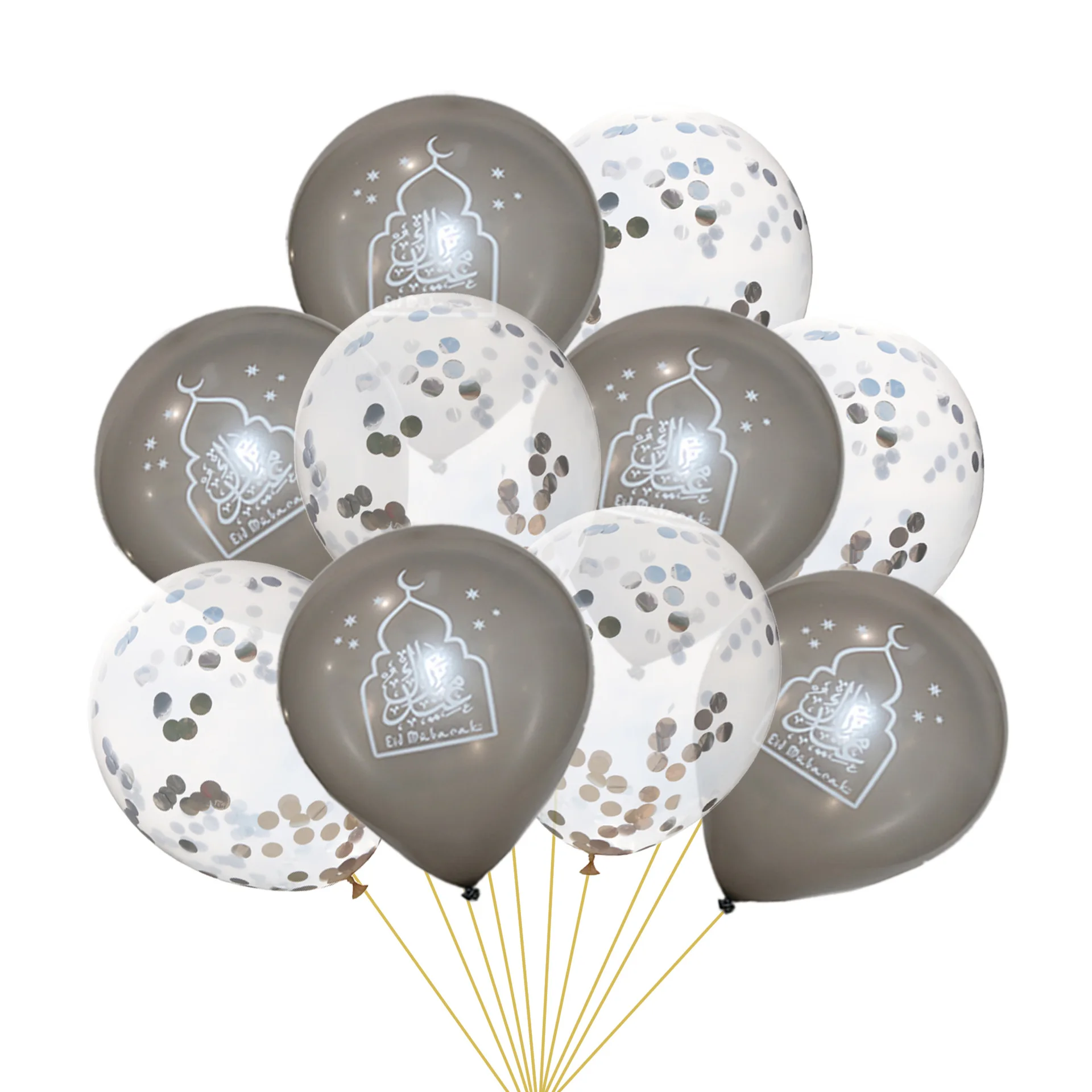 

10PCS EID MUBARAK Balloons Decor Ramadan Decoration Silver Gold EID Balloon for Islamic Muslim Eid Mubarak Favors Party Supplies