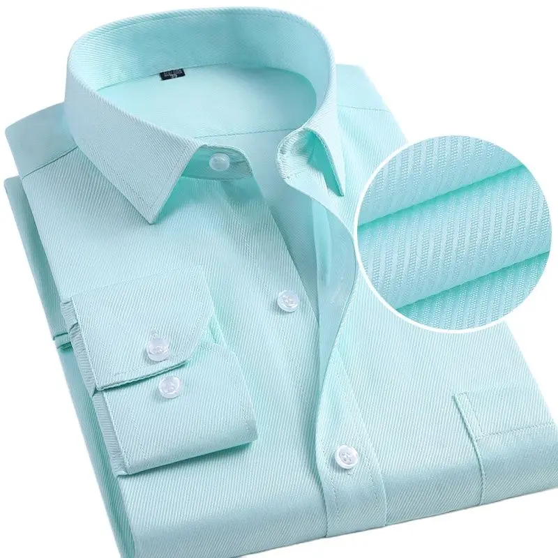 

Основная рубашка для Для мужчин саржа с длинным рукавом мужская одежда рубашки для мальчиков белый классический крой нагрудном кармане социальных Формальные Повседневное мужской