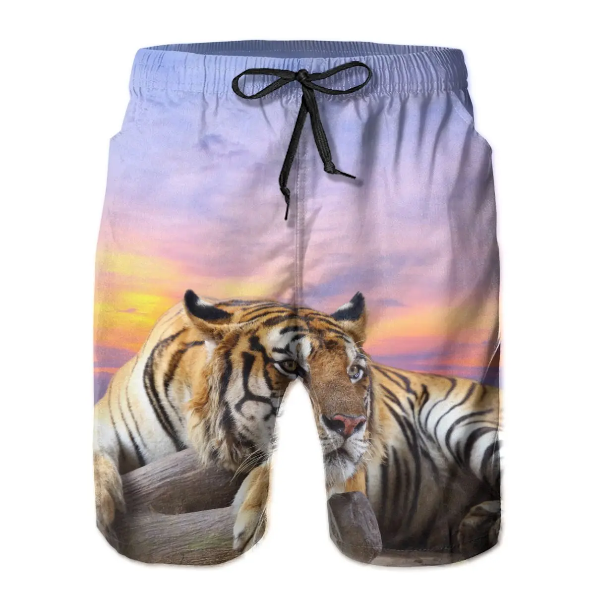 

Mens Swimwear Swim Shorts Trunks Tiger With Sky At Sunset Time Beach Board Shorts Swimsuits Mens Running Sports Surffing shorts