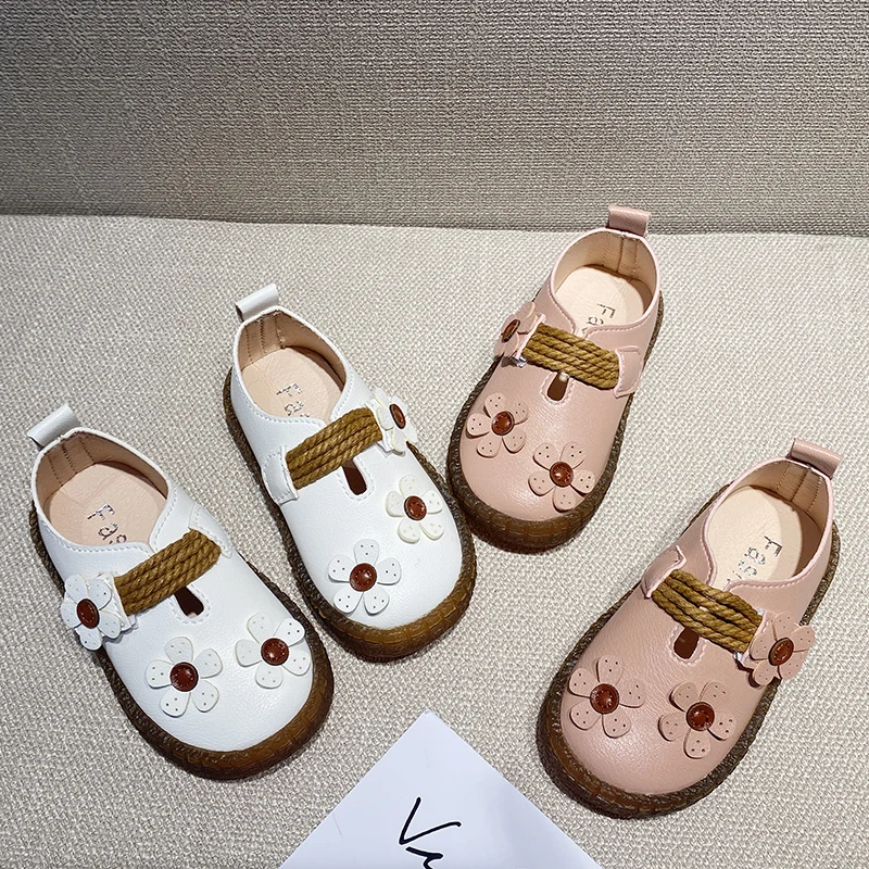 

Girl Flowers Flats Shoes Soft Sole Non-slip Kids Sandals Fashion Leather Princess flats Toddler Baby Girl Shoes Summer Footwear