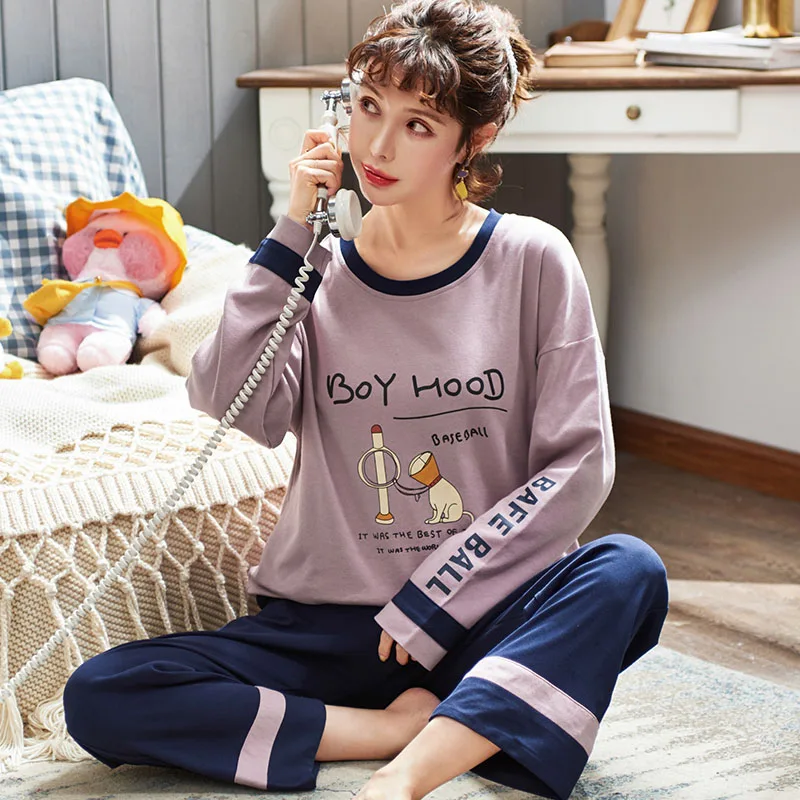 Фиолетовая одежда для отдыха смешанные цвета 2019 хлопок мультяшная собака