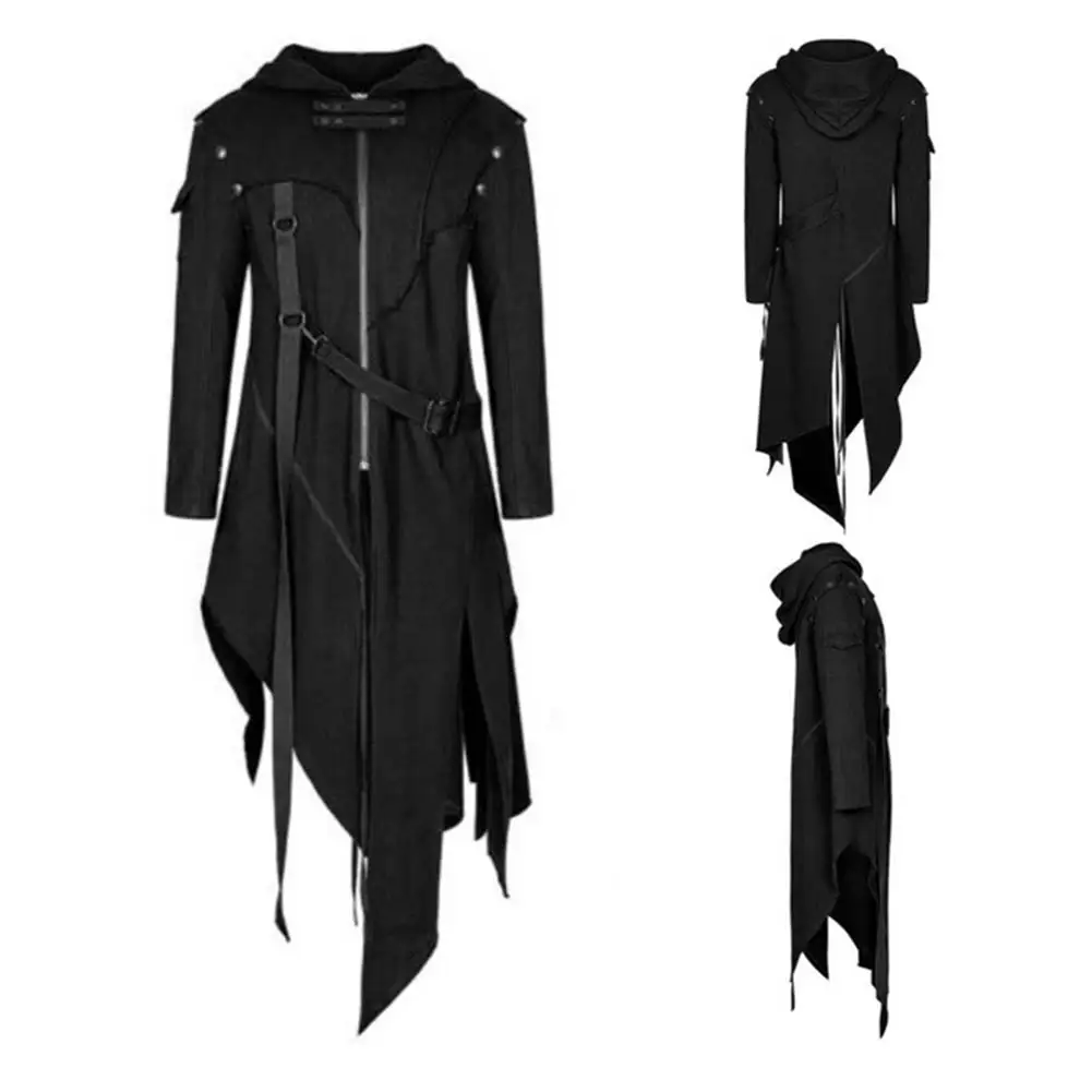 Осенне зимняя мужская куртка в стиле ретро приталенное пальто готическом с