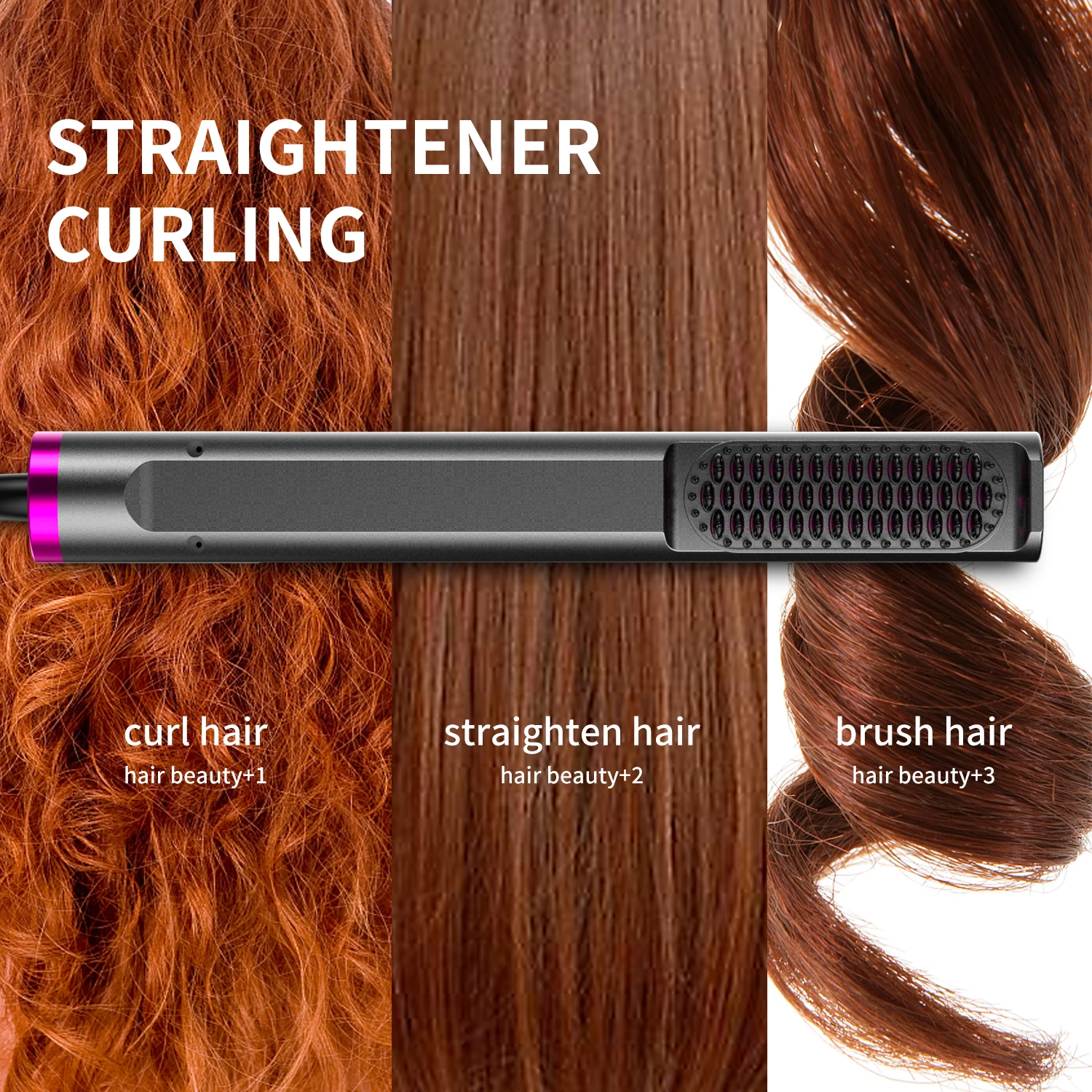 

Hair Straightener Flat Iron 3 in 1 With LED Temperature Display Ceramic Tourmaline For Women