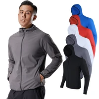 sports jacket men hooded solid color training coat quick dry zipper bodybuilding outerwear prints male running sweatshirts