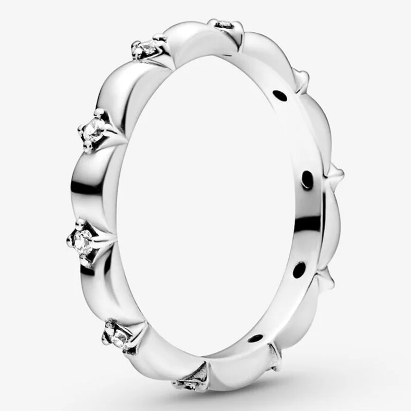

2020 New 925 Sterling Silver Pan Ring Shiny Petals With Crystal Cz Ring For Women Wedding Party Gift Fashion Jewelry