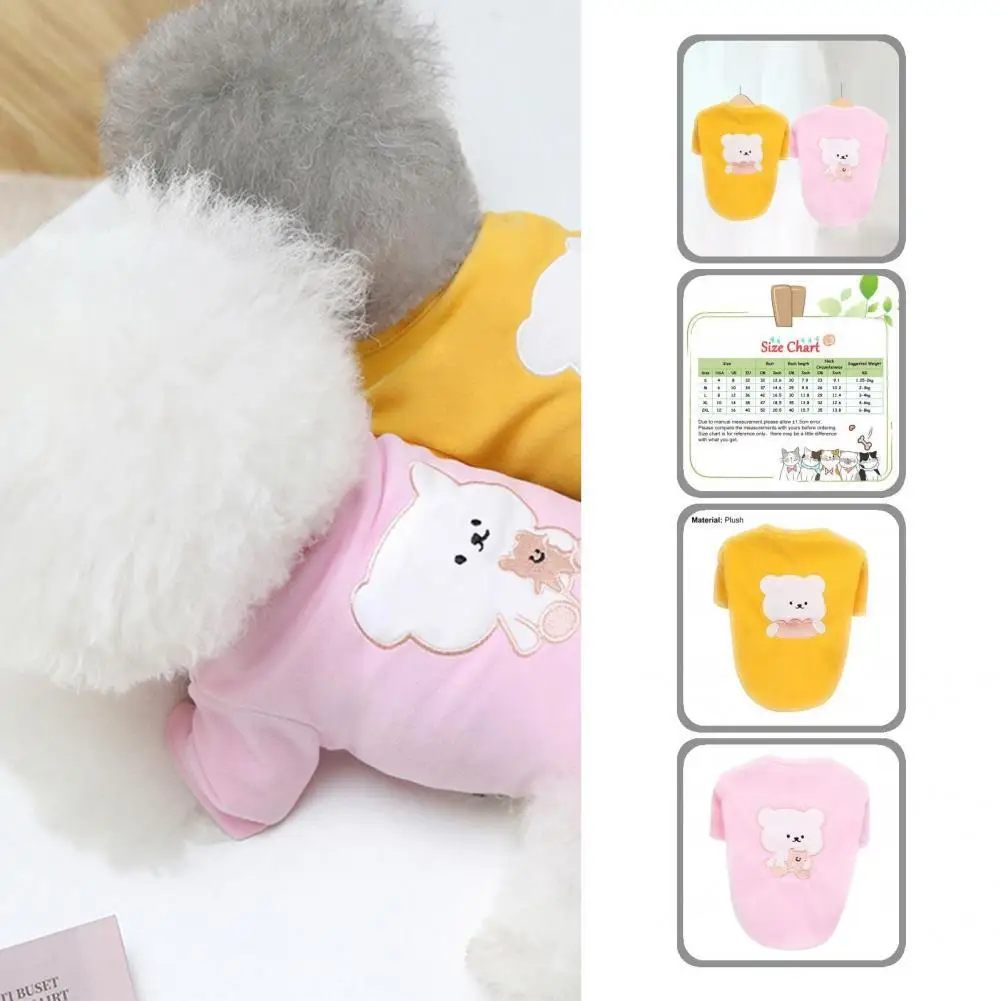 

Good Elasticity Lovely Fashion Pet Dog Short Sleeve Shirt Outfit Soft Texture Pet Costume Cartoon Bear Print for Autumn