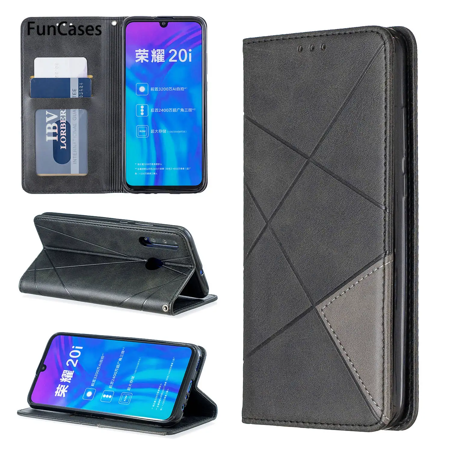 Чехлы для телефонов P Smart Plus 2019 сочетающиеся цвета из искусственной кожи чехол