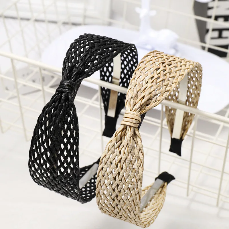 Повязка на голову MISHE083 женская плетеная повязка из рафии соломенный Бандаж с