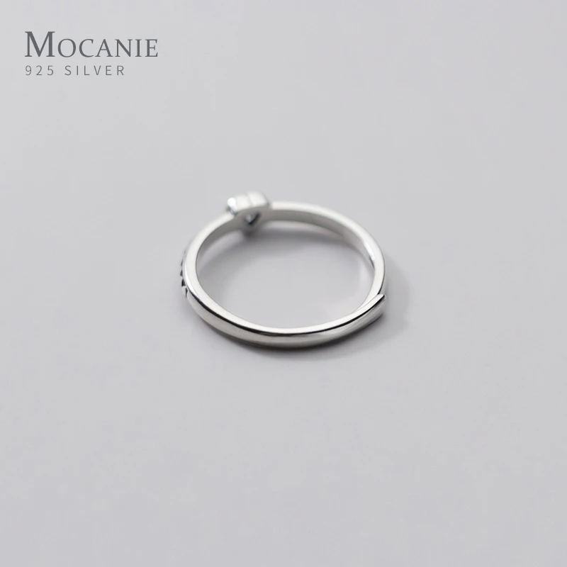 

Mocanie Real 100% 925 Sterling Silver Love Heart Zirconia Stone Vintage Simple Adjustable Finger Rings for Women Fine Jewelry