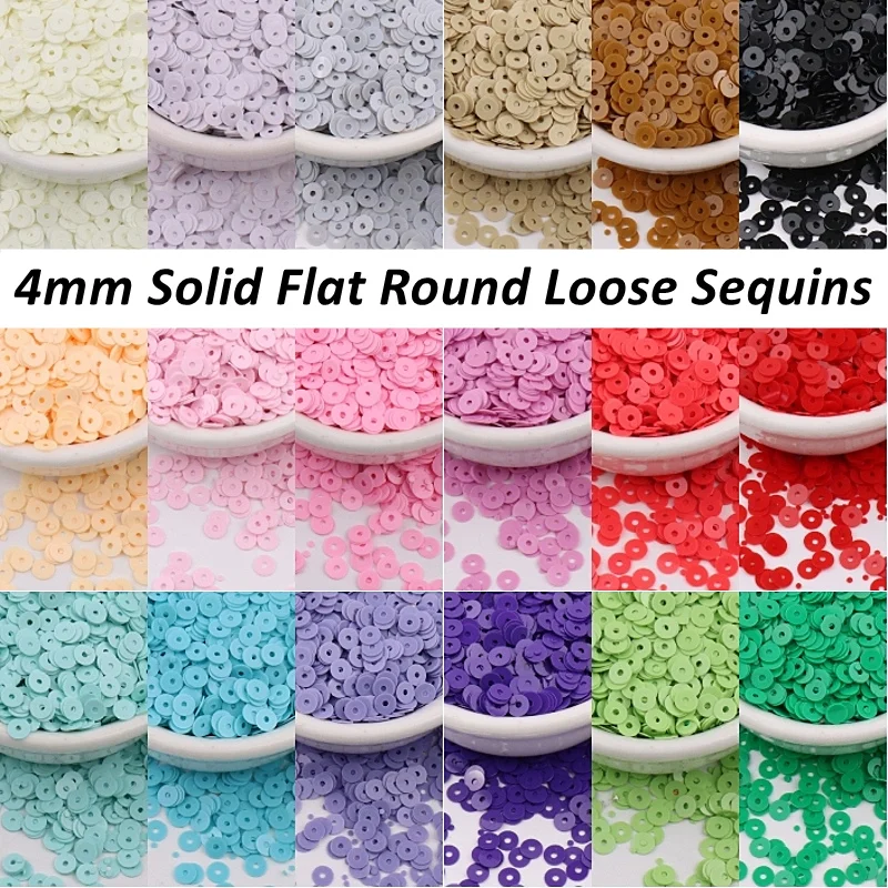 

2000Pcs/Pack 4mm PVC Solid Flat Round Loose Sequins Medium Hole Paillettes For DIY Sewing Wedding Embroidery Craft Accessories