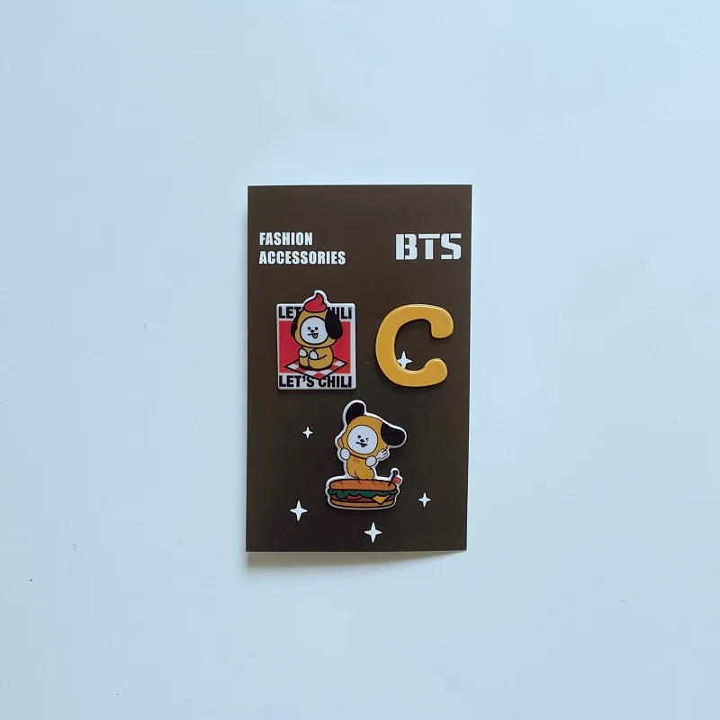 Kpop bangtan мальчики "ТАТА" "RJ" "Черный Розовый" "дважды" и т. Д. Мультфильм милый тройной Брошь для женщин мужчин kpop bangtan мальчики Поклонники - Окраска металла: Золотой цвет