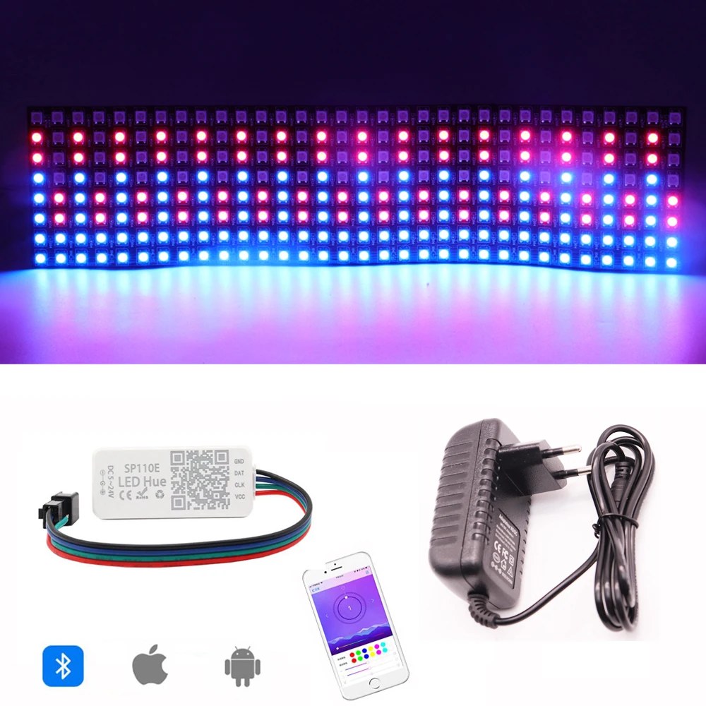 

WS2812B LED Digital Flexible Individually Addressable Panel Pixel screen with SP110E Bluetooth controller,Led Power SupplyDC5V K