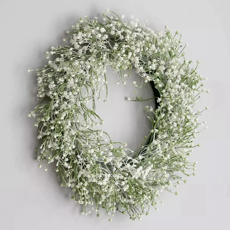 

Artificial Babysbreath Wreath Garland for Party Weddings Front Door Decoration Wedding Decoration
