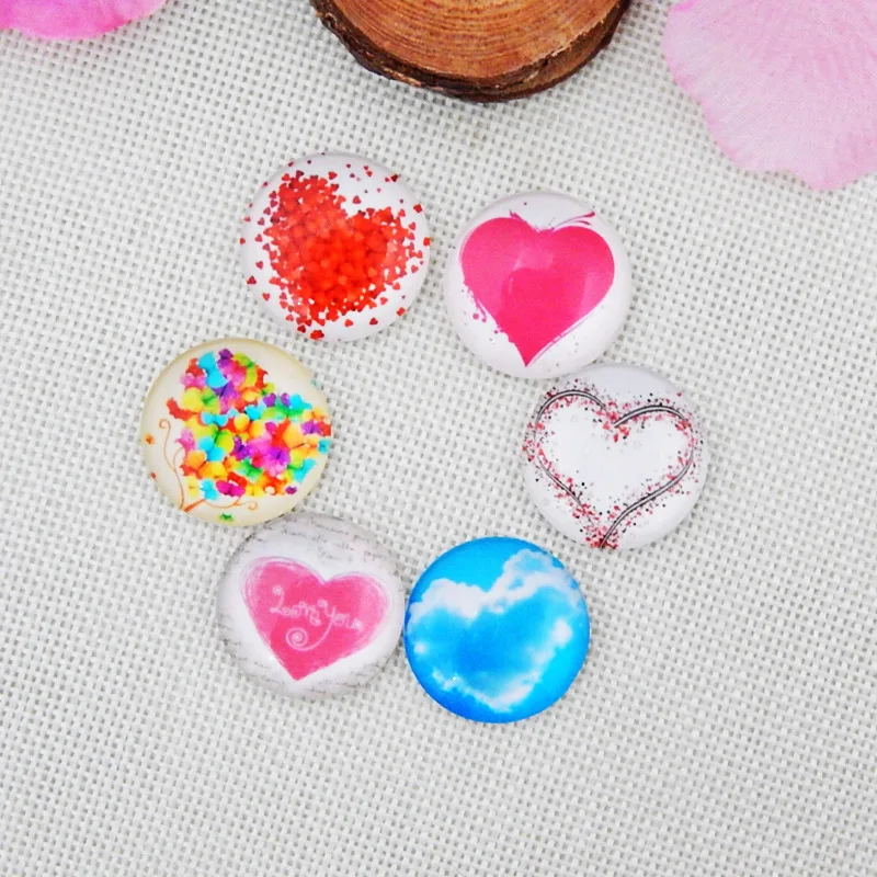 Qiyue 14 случайный рисунок Сердца магнитная Хрустальная круглая стеклянная