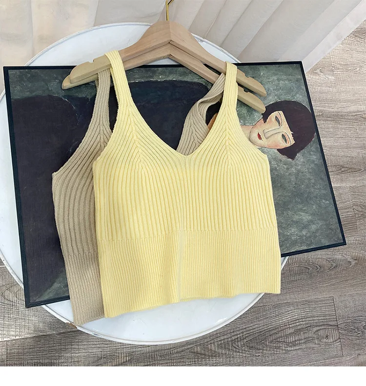 

2020 New V-neck Solid Color Knitted Vest Women Vest